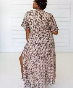 Symbology Special Occasion Leopard Maxi Wrap Dress - Blush + Black 2 Symbology Special Occasion Leopard Maxi Wrap Dress - Blush + Black
