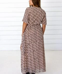 Symbology Special Occasion Leopard Maxi Wrap Dress - Blush + Black 3 Symbology Special Occasion Leopard Maxi Wrap Dress - Blush + Black