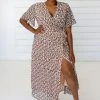 Symbology Special Occasion Leopard Maxi Wrap Dress - Blush + Black