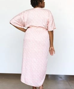 Symbology Modal Leopard Maxi Wrap Dress - Blush + Cream Clothing