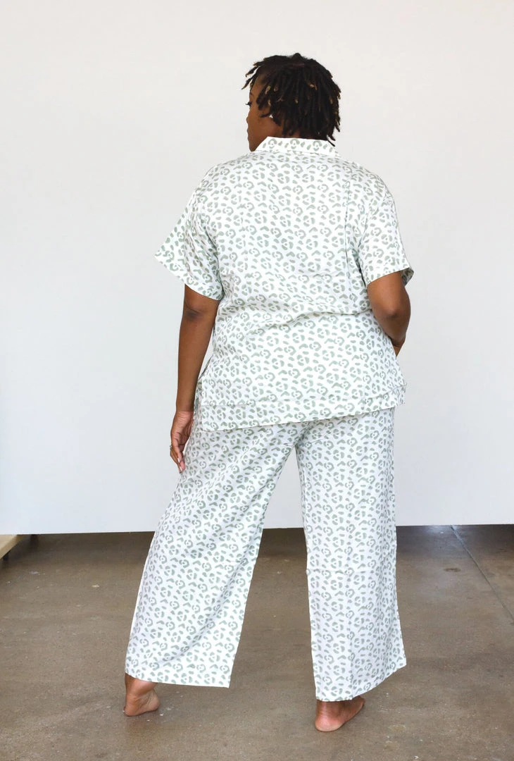 Symbology Best Sellers Modal Leopard Pajama Set - Cream + Sage 5 Symbology Best Sellers Modal Leopard Pajama Set - Cream + Sage