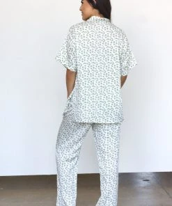Symbology Best Sellers Modal Leopard Pajama Set - Cream + Sage