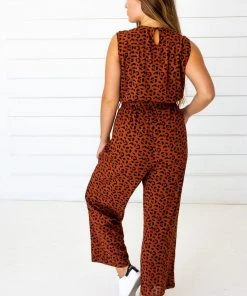 Symbology Clothing Leopard Sleeveless Jumpsuit - Sierra + Black