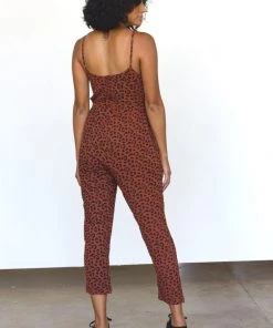 Symbology Leopard Strappy Jumpsuit - Sierra + Black