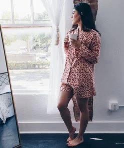 Symbology Best Sellers Leopard Pajama Set - Blush + Berry 4 Symbology Best Sellers Leopard Pajama Set - Blush + Berry