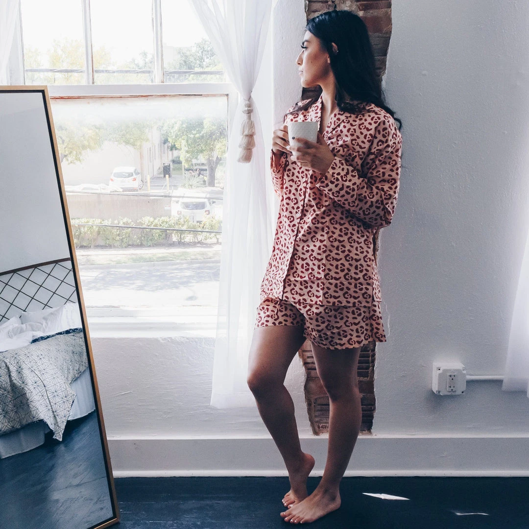 Symbology Best Sellers Leopard Pajama Set - Blush + Berry Symbology Best Sellers Leopard Pajama Set - Blush + Berry