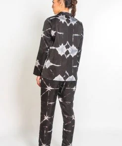 Symbology Silk And Modal Suit In Black & Grey Tie Dye Sale