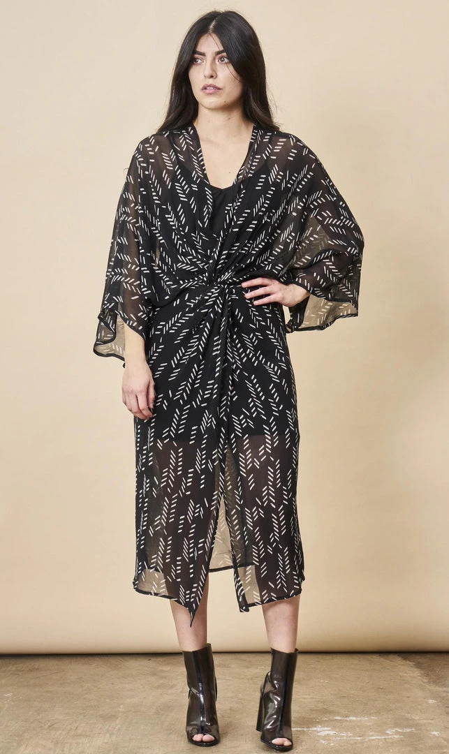 Symbology Stylized Feather Twist Dress - Black + White Symbology Stylized Feather Twist Dress - Black + White