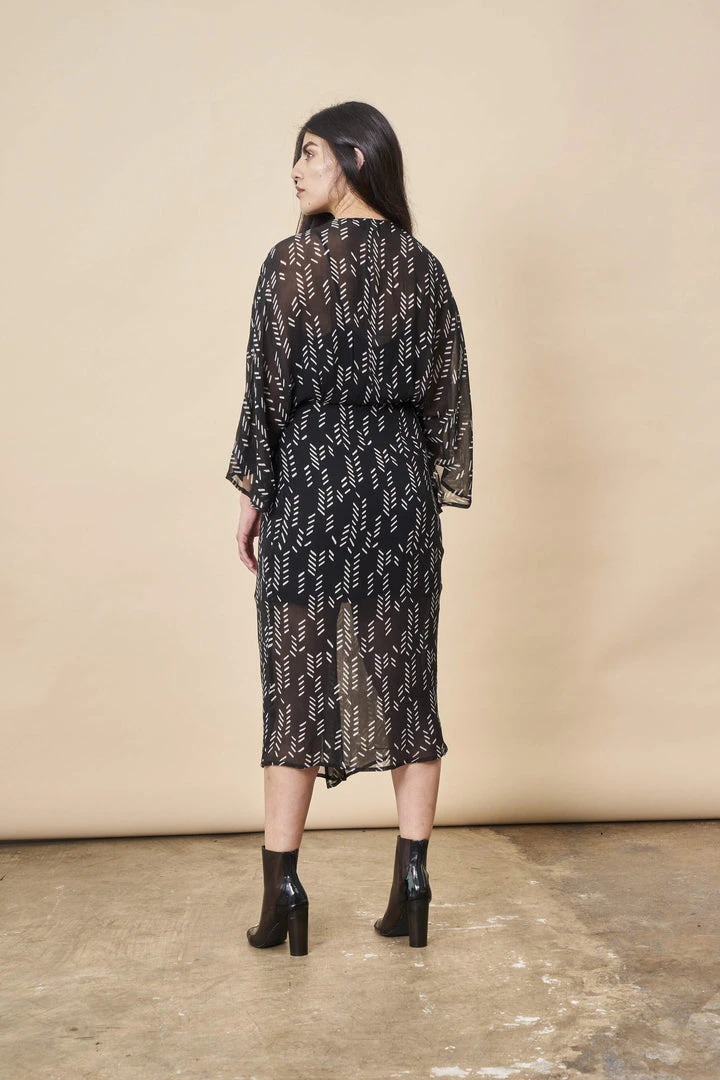 Symbology Stylized Feather Twist Dress - Black + White Symbology Stylized Feather Twist Dress - Black + White