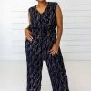 Symbology Stylized Feather Modal Jumpsuit - Black + Cream Special Occasion