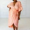 Symbology Stylized Modal Maxi Wrap Dress - Peach