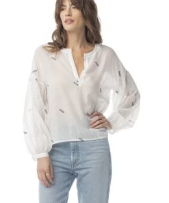 Synergy Organic Clothing Embroidered Amber Top - Tofu White
