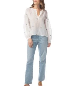 Synergy Organic Clothing Embroidered Amber Top - Tofu White