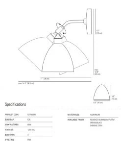 Ameico Lighting Task Short Wall Light - Putty Gray