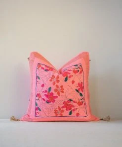 Soil To Studio Teejan Linen Throw Pillow Cover - Bright Pink