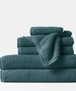 Coyuchi Best Sellers Temescal Ribbed Towels - Deep Ocean
