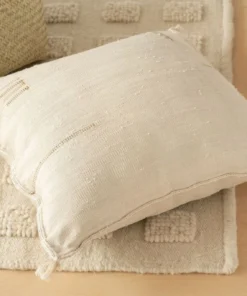 Territory Design Handcrafted Lines Throw Pillow Cover - Cream