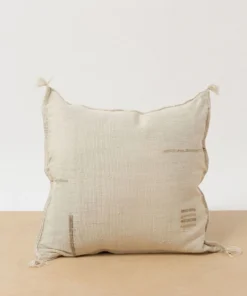 Territory Design Handcrafted Lines Throw Pillow Cover - Cream