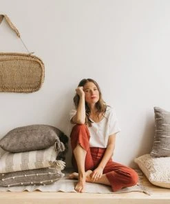 Territory Design Loops Throw Pillow Cover - Gray