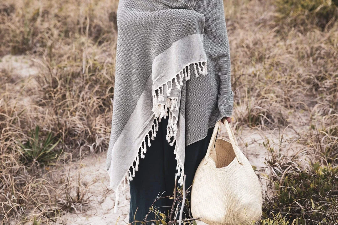 Territory Design Tunisian Beach / Bath Towel - Black Home Goods Territory Design Tunisian Beach / Bath Towel - Black Home Goods