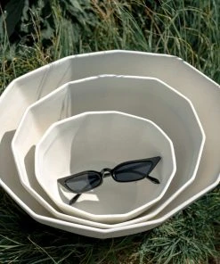 The Bright Angle Porcelain Nesting Bowl Set - Silk White Home Goods