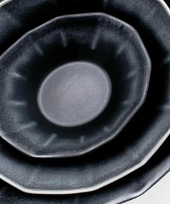 The Bright Angle Porcelain Nesting Bowl Set - Mica Black