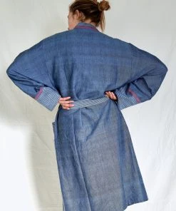 Home & Loft Tribeca Unisex Long Turkish Robe - Indigo