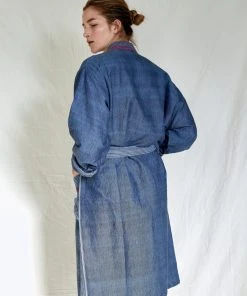 Home & Loft Tribeca Unisex Long Turkish Robe - Indigo