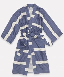 Anchal Stripe Unisex Robe - Slate
