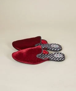ONE432 Upcycled Velvet Unisex Slippers - Begum Scarlet Best Sellers