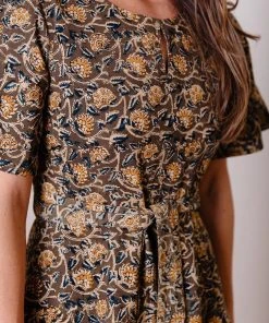 Mata Traders Varanasi Olive Flutter Dress Best Sellers