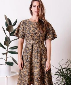 Mata Traders Varanasi Olive Flutter Dress Best Sellers