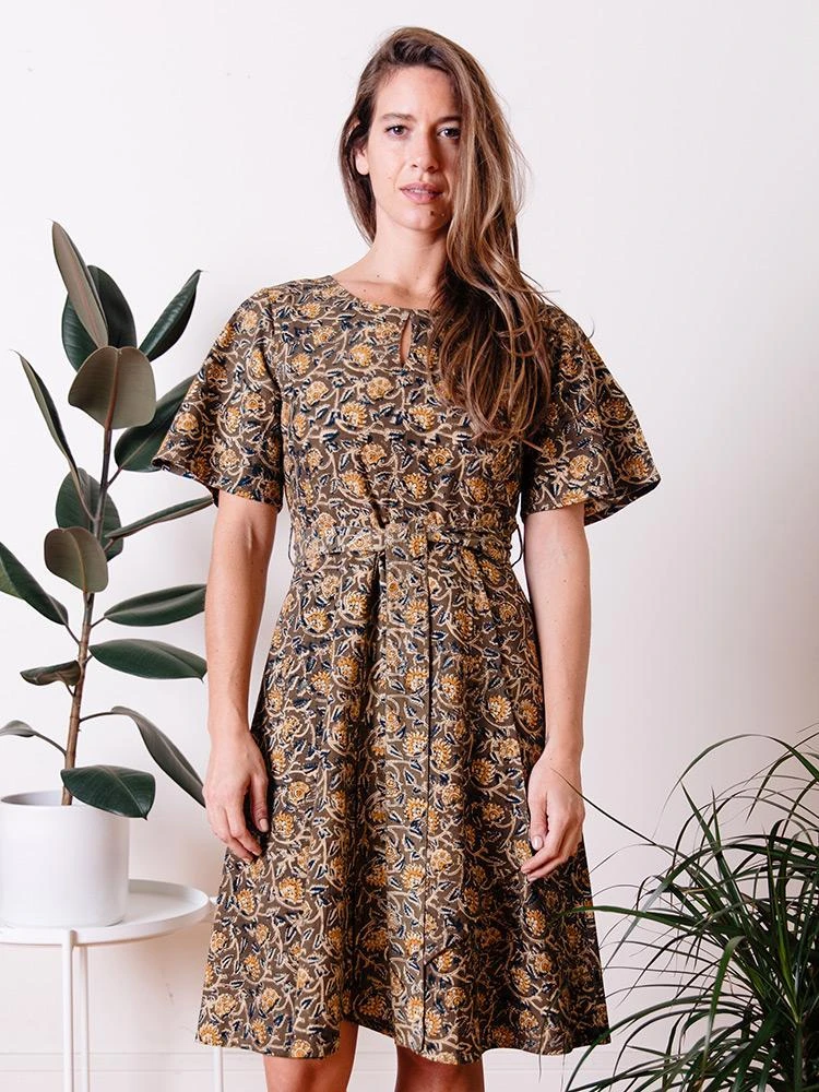 Mata Traders Varanasi Olive Flutter Dress Best Sellers Mata Traders Varanasi Olive Flutter Dress Best Sellers