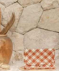 Village Thrive Accessories Plaid Rattan Clutch Bag