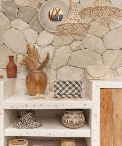 Village Thrive Accessories Plaid Rattan Clutch Bag