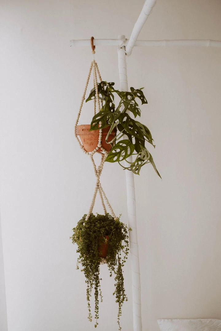 Village Thrive Wood Beaded Plant Hangers Home Goods 3 Village Thrive Wood Beaded Plant Hangers Home Goods