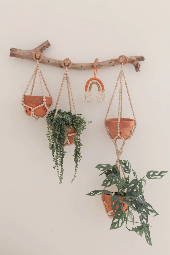 Village Thrive Wood Beaded Plant Hangers Home Goods 1 Village Thrive Wood Beaded Plant Hangers Home Goods