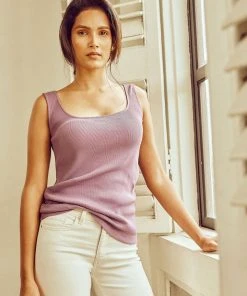 No Nasties Wide-Neck Ribbed Tank Top Clothing