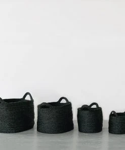 Will & Atlas Oval Jute Baskets - Charcoal