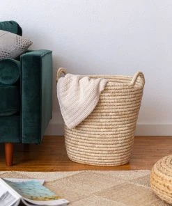 Will & Atlas Palm Leaf Laundry Basket - Round