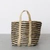 Will & Atlas Home Goods Small Jute Basket - Charcoal Stripe