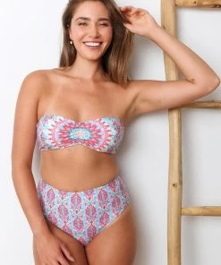 Wolven Recycled Bandeau Swimsuit Top - Amalfi