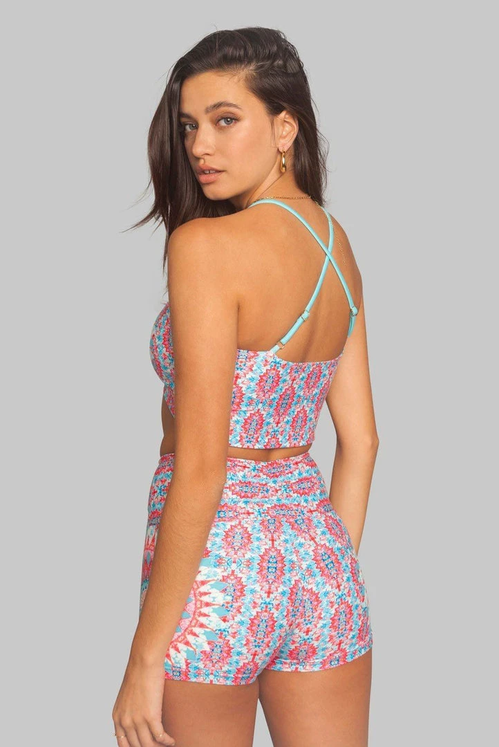 Wolven Activewear + Athleisure Crossover Recycled High-Waisted Short - Amalfi Wolven Activewear + Athleisure Crossover Recycled High-Waisted Short - Amalfi