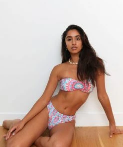 Wolven Swim Recycled Ruched Hipster Bikini Bottom - Amalfi