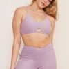 Wolven Activewear + Athleisure Reversible Crisscross Recycled Bra - Lavender