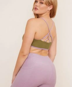 Wolven Activewear + Athleisure Reversible Crisscross Recycled Bra - Lavender