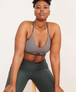 Wolven Activewear + Athleisure Reversible Crisscross Recycled Bra - Thyme