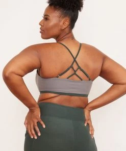 Wolven Activewear + Athleisure Reversible Crisscross Recycled Bra - Thyme