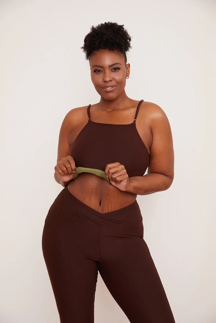 Wolven Reversible Crisscross Four-Way Recycled Top - Chai Activewear + Athleisure Wolven Reversible Crisscross Four-Way Recycled Top - Chai Activewear + Athleisure