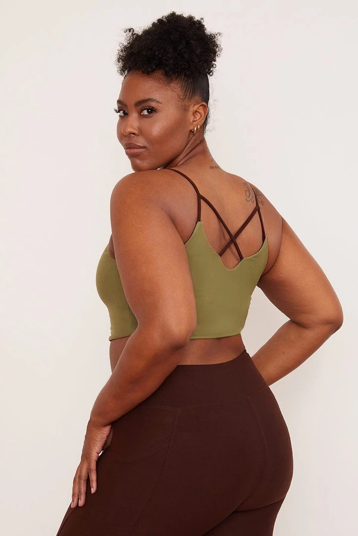 Wolven Reversible Crisscross Four-Way Recycled Top - Chai Activewear + Athleisure Wolven Reversible Crisscross Four-Way Recycled Top - Chai Activewear + Athleisure